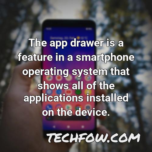 the app drawer is a feature in a smartphone operating system that shows all of the applications installed on the device