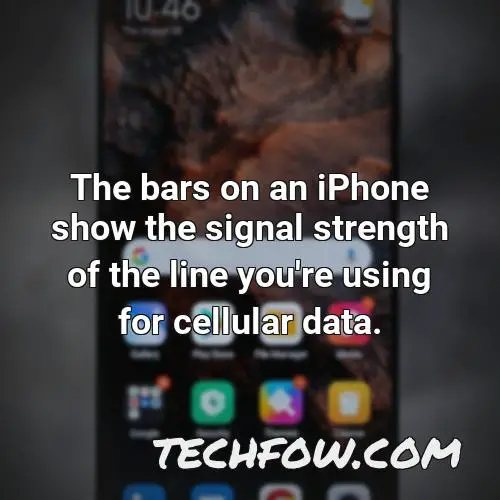 the bars on an iphone show the signal strength of the line you re using for cellular data