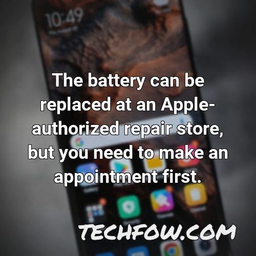the battery can be replaced at an apple authorized repair store but you need to make an appointment first