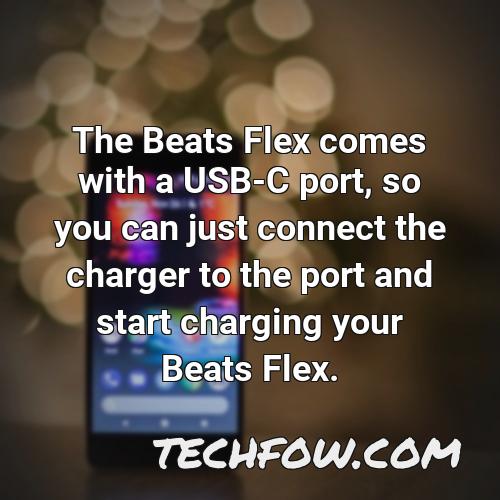 the beats flex comes with a usb c port so you can just connect the charger to the port and start charging your beats