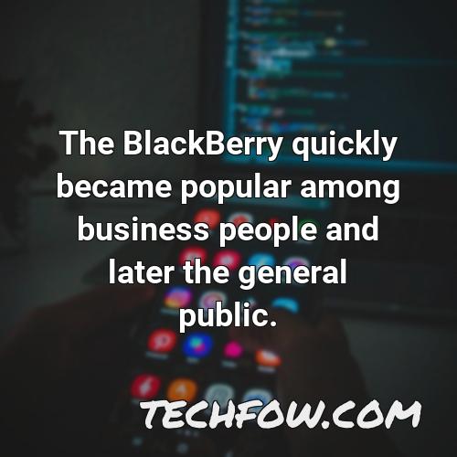 the blackberry quickly became popular among business people and later the general public