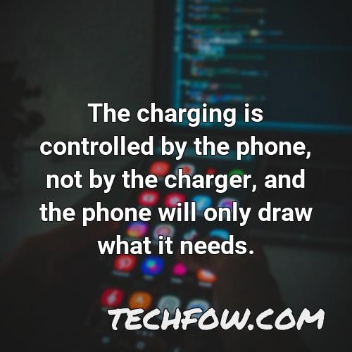 the charging is controlled by the phone not by the charger and the phone will only draw what it needs