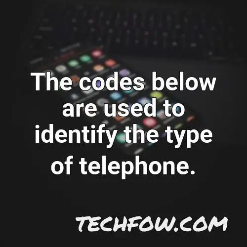the codes below are used to identify the type of telephone