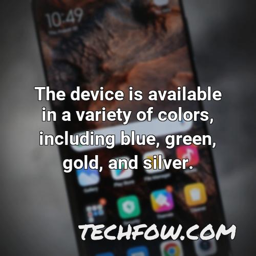 the device is available in a variety of colors including blue green gold and silver