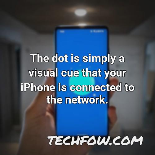 the dot is simply a visual cue that your iphone is connected to the network