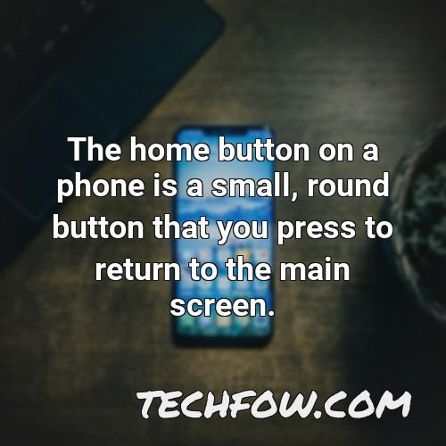the home button on a phone is a small round button that you press to return to the main screen