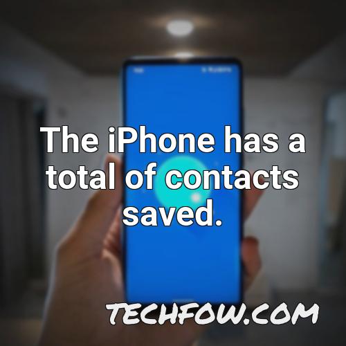 the iphone has a total of contacts saved