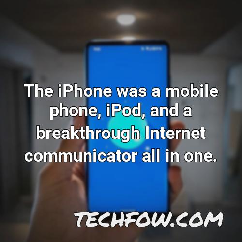 the iphone was a mobile phone ipod and a breakthrough internet communicator all in one