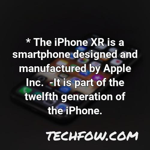 the iphone xr is a smartphone designed and manufactured by apple inc it is part of the twelfth generation of the iphone