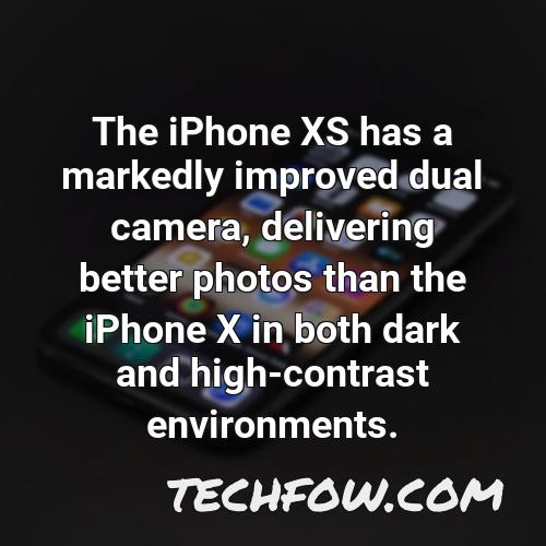 the iphone xs has a markedly improved dual camera delivering better photos than the iphone x in both dark and high contrast environments