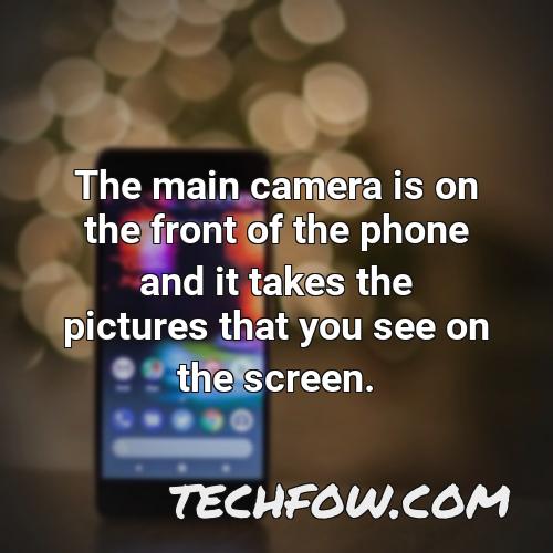 the main camera is on the front of the phone and it takes the pictures that you see on the screen