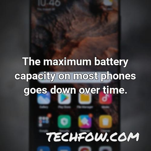 the maximum battery capacity on most phones goes down over time