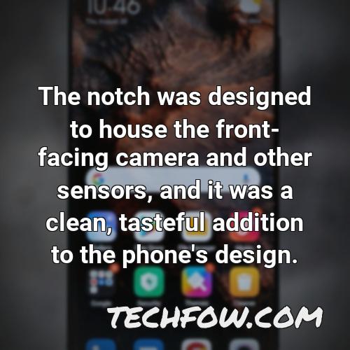 the notch was designed to house the front facing camera and other sensors and it was a clean tasteful addition to the phone s design
