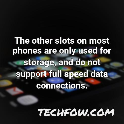 the other slots on most phones are only used for storage and do not support full speed data connections