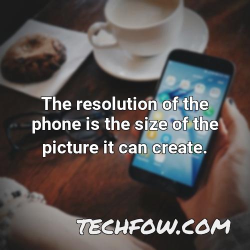 the resolution of the phone is the size of the picture it can create