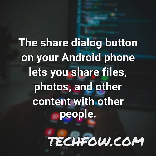 the share dialog button on your android phone lets you share files photos and other content with other people