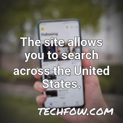 the site allows you to search across the united states