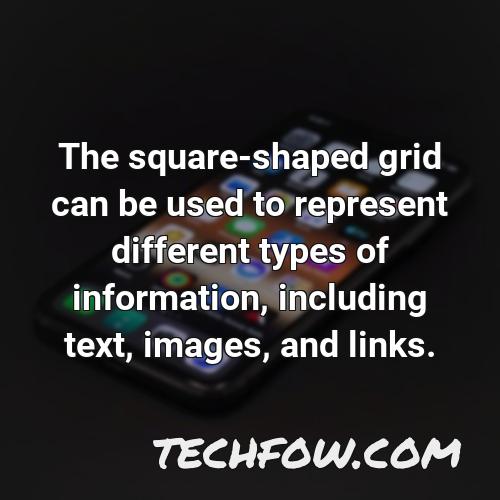 the square shaped grid can be used to represent different types of information including text images and links