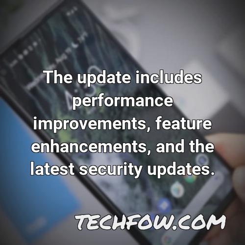 the update includes performance improvements feature enhancements and the latest security updates