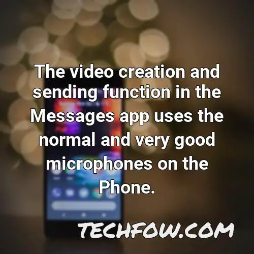the video creation and sending function in the messages app uses the normal and very good microphones on the phone