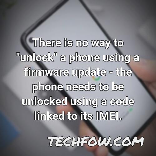 there is no way to unlock a phone using a firmware update the phone needs to be unlocked using a code linked to its imei