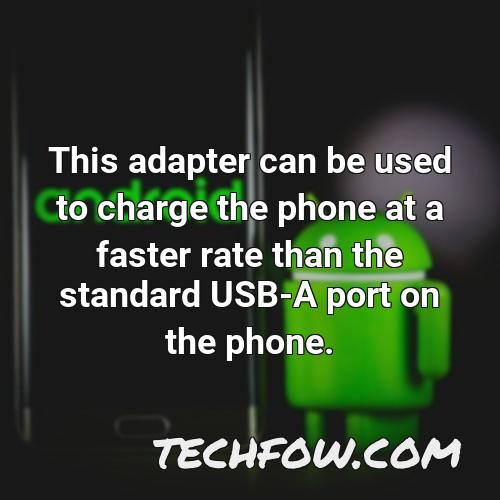 this adapter can be used to charge the phone at a faster rate than the standard usb a port on the phone