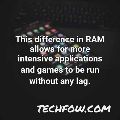 this difference in ram allows for more intensive applications and games to be run without any lag
