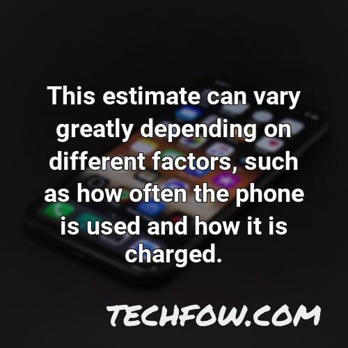 this estimate can vary greatly depending on different factors such as how often the phone is used and how it is charged