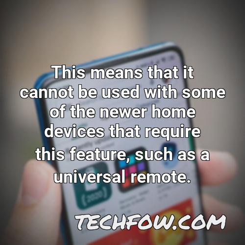 this means that it cannot be used with some of the newer home devices that require this feature such as a universal remote