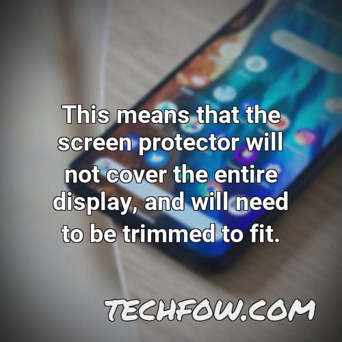 this means that the screen protector will not cover the entire display and will need to be trimmed to fit