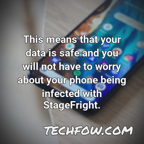 this means that your data is safe and you will not have to worry about your phone being infected with stagefright