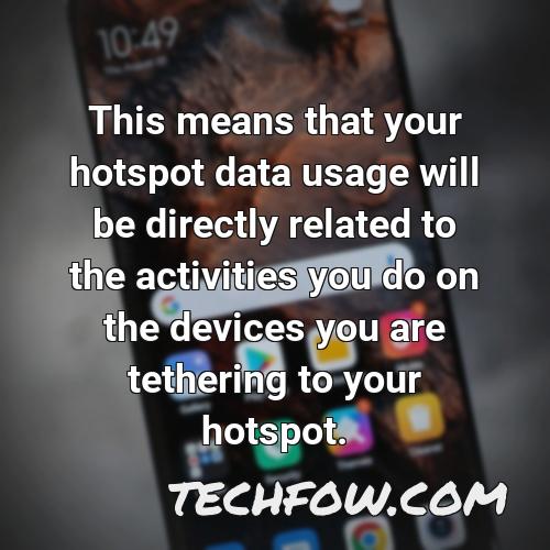this means that your hotspot data usage will be directly related to the activities you do on the devices you are tethering to your hotspot