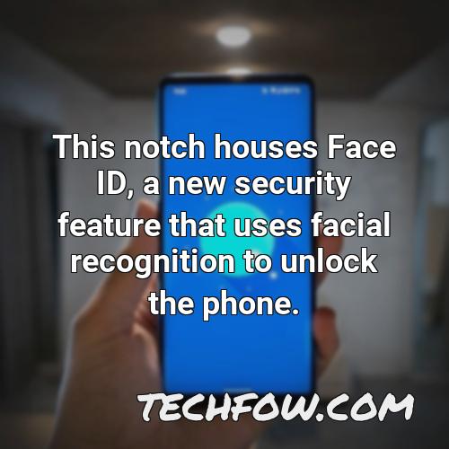 this notch houses face id a new security feature that uses facial recognition to unlock the phone