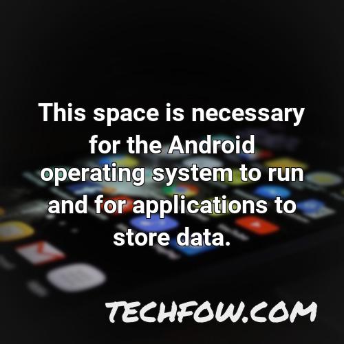 this space is necessary for the android operating system to run and for applications to store data