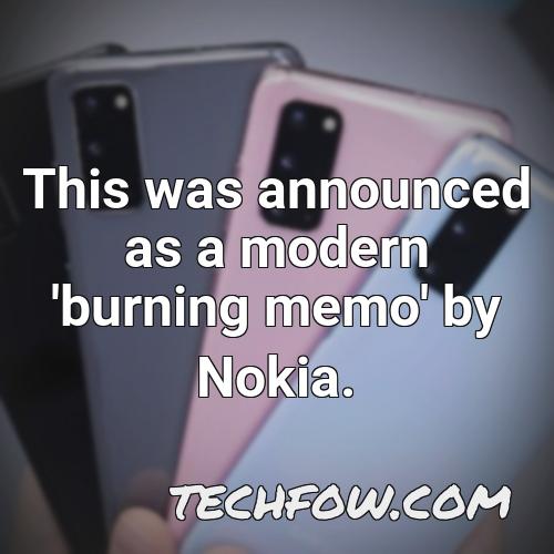 this was announced as a modern burning memo by nokia
