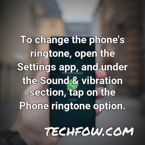 to change the phone s ringtone open the settings app and under the sound vibration section tap on the phone ringtone option