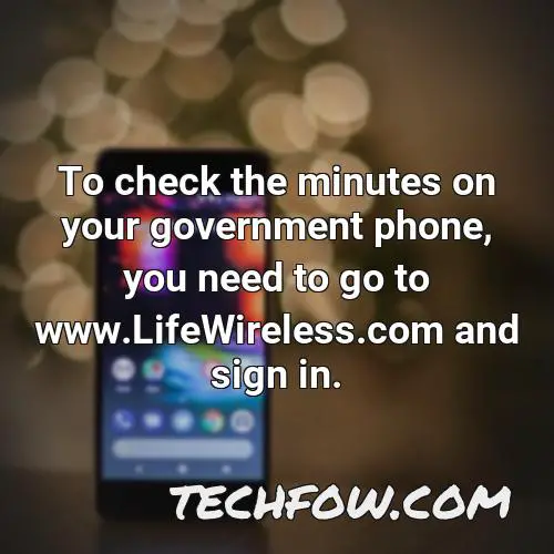 to check the minutes on your government phone you need to go to www lifewireless com and sign in