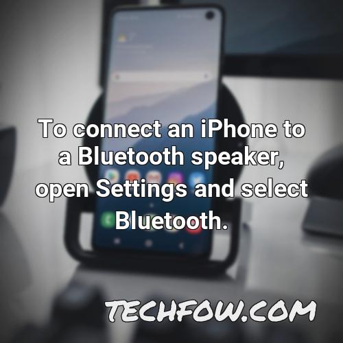to connect an iphone to a bluetooth speaker open settings and select bluetooth