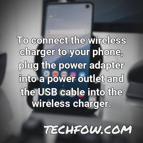 to connect the wireless charger to your phone plug the power adapter into a power outlet and the usb cable into the wireless charger