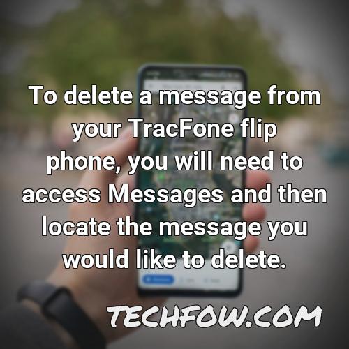 to delete a message from your tracfone flip phone you will need to access messages and then locate the message you would like to delete