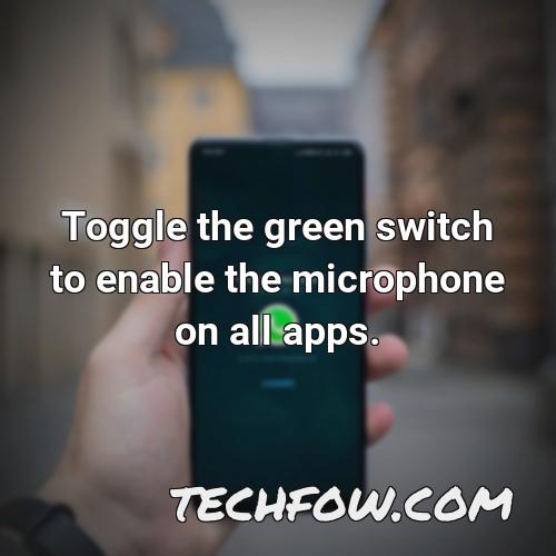 toggle the green switch to enable the microphone on all apps