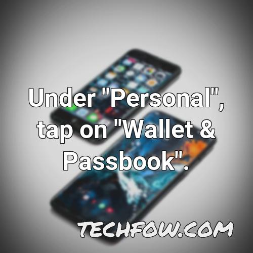 under personal tap on wallet passbook
