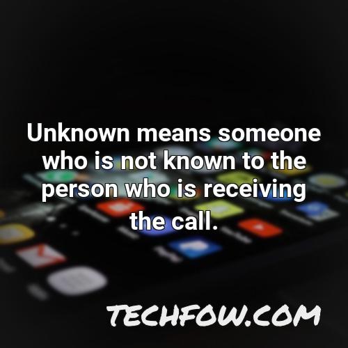 unknown means someone who is not known to the person who is receiving the call