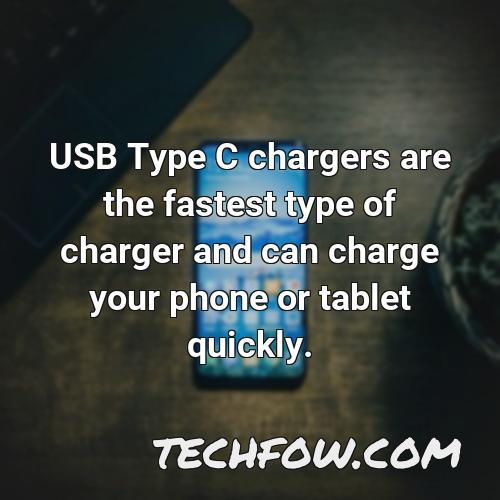 usb type c chargers are the fastest type of charger and can charge your phone or tablet quickly