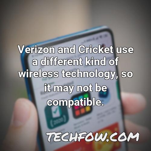 verizon and cricket use a different kind of wireless technology so it may not be compatible