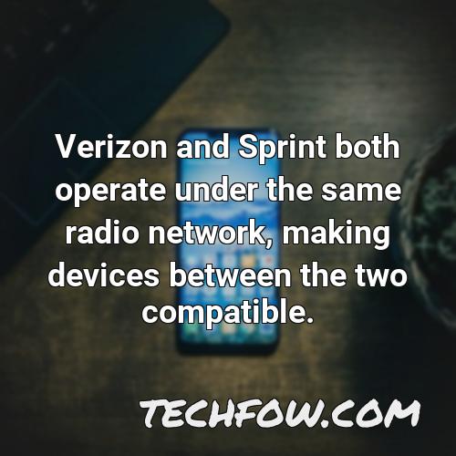 verizon and sprint both operate under the same radio network making devices between the two compatible 1