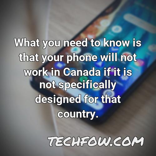 what you need to know is that your phone will not work in canada if it is not specifically designed for that country