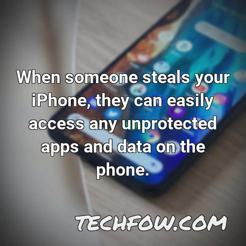 when someone steals your iphone they can easily access any unprotected apps and data on the phone