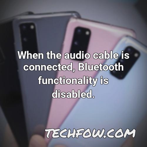 when the audio cable is connected bluetooth functionality is disabled