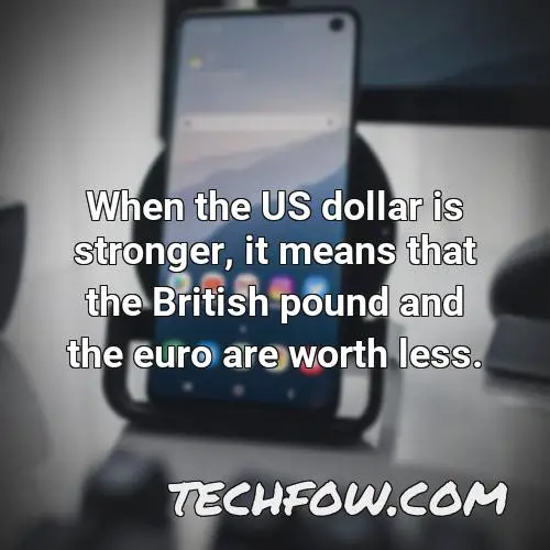 when the us dollar is stronger it means that the british pound and the euro are worth less